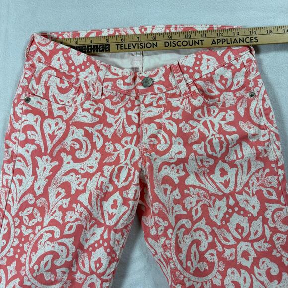 Old Navy Rockstar Women’s Skinny Jeans Coral White Floral Print Size 4 - Picture 7 of 9
